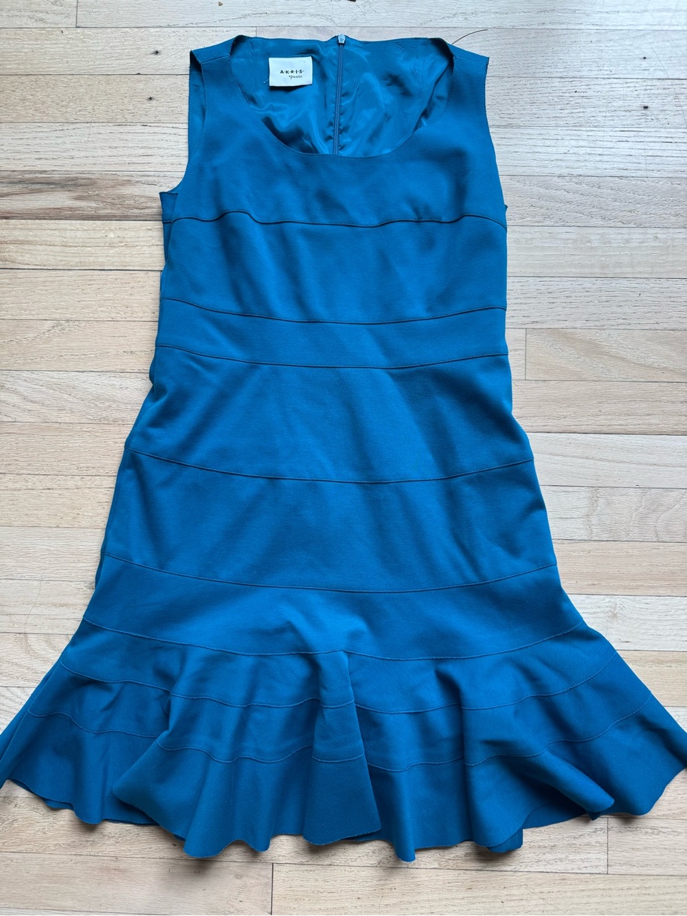 Akris Punto Teal Blue Sleeveless Fit-and-Flare Dress